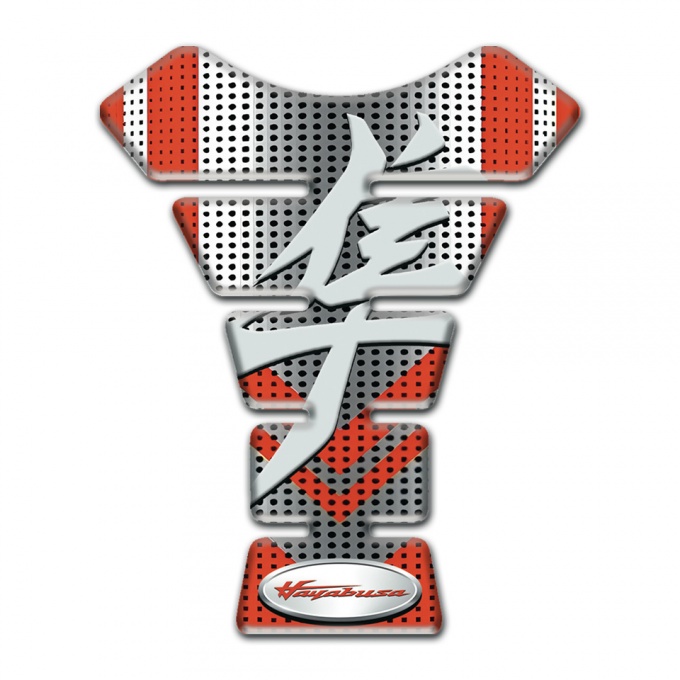 Suzuki Tank Guard Pads Silver Red Design Hayabusa Model 