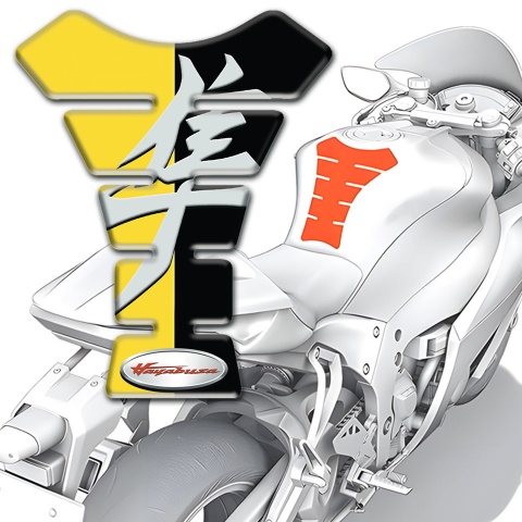 Suzuki Tank Guard Pads Yellow Black Halves base Hayabusa Style 