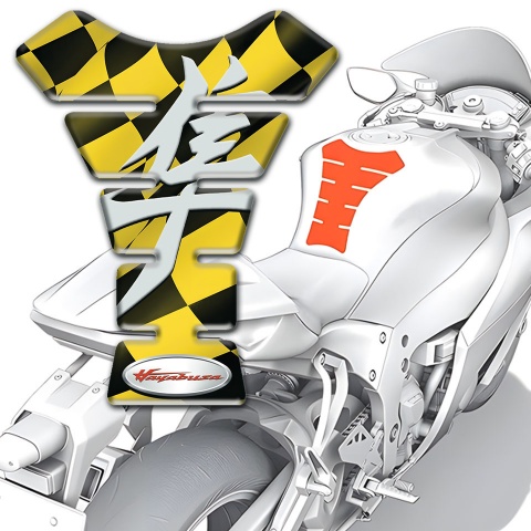 Suzuki Tank Fuse Black Yellow Squares Design Hayabusa Style 