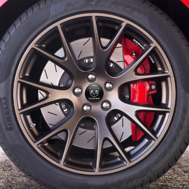 Dodge Domed Stickers Wheel Center Cap Black