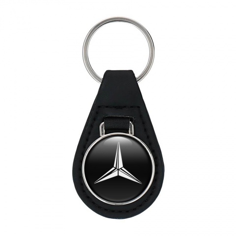 Mercedes Benz Key Fob Leather Black White Classic Big Logo