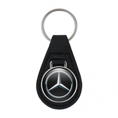 Mercedes Benz Leather Keychain Black Honeycomb Metallic Design