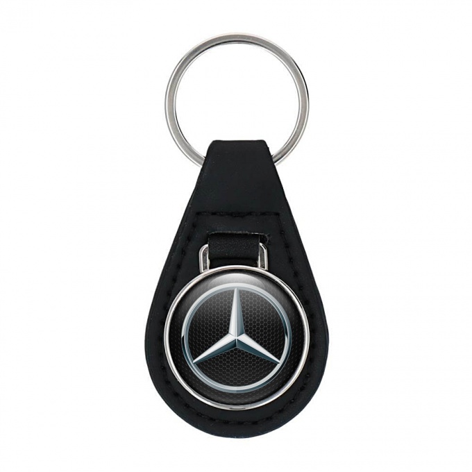 Mercedes Benz Leather Keychain Black Honeycomb Metallic Design