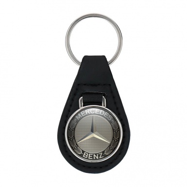 Mercedes Benz Keychain Leather Black Metallic Mesh Design