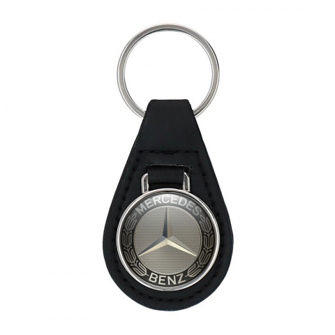 Mercedes Benz Keychain Leather Black Metallic Mesh Design