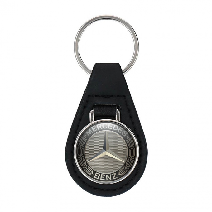 Mercedes Benz Keychain Leather Black Metallic Mesh Design