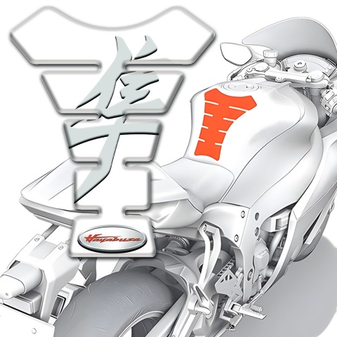 Suzuki Tank Pad Motorbike White Design Hayabusa Version 