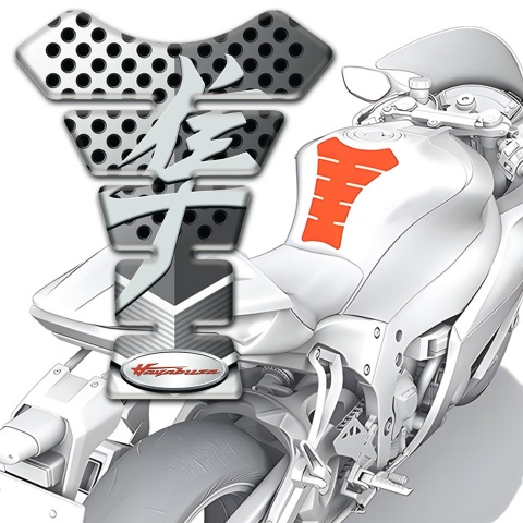 Suzuki Tank Fuse Perforated White Gray Surface Effect Hayabusa Style 