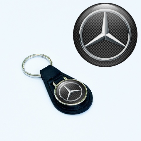 Mercedes Benz Keychain Leather Dark Carbon Chrome Edition