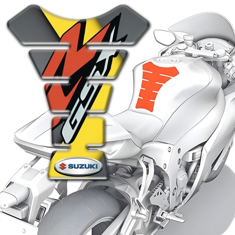 Suzuki Tank Pad Motorbike Gray Yellow Base GSX Style 