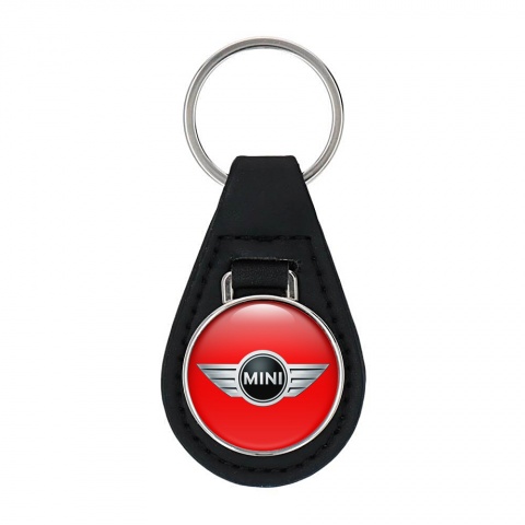 Mini Cooper Key Fob Leather Red Metallic Design