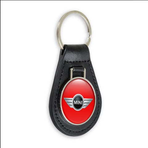 Mini Cooper Key Fob Leather Red Metallic Design