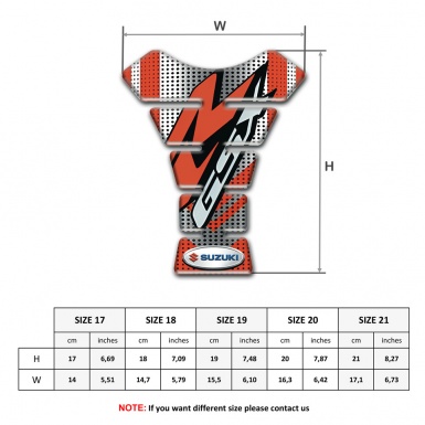 Suzuki Tank Pad Protector Silver Red base Red R Logo Style 