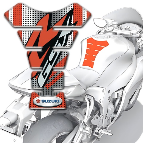 Suzuki Tank Pad Protector Silver Red base Red R Logo Style 