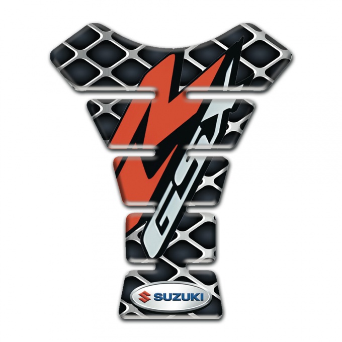 Suzuki Tank Guard Pads Large Grid Design Red R Logo 