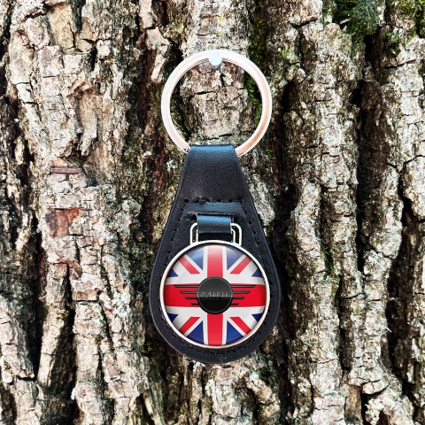 Mini Cooper Leather Keychain Great Britain Black Design