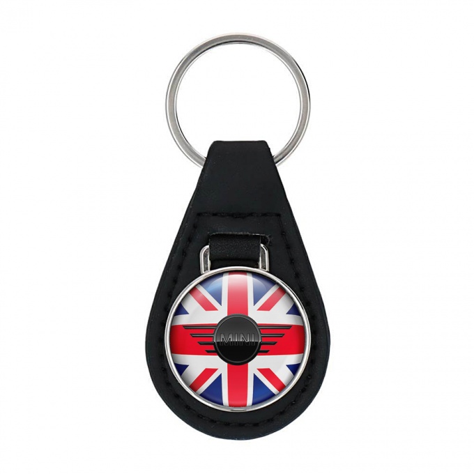 Mini Cooper Leather Keychain Great Britain Black Design