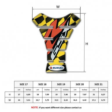 Suzuki Tank Pad Motorbike Black Yellow Squares Design GSX Style 