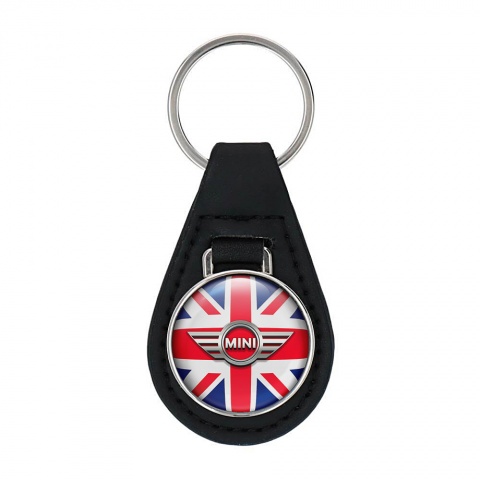 Mini Cooper Leather Keychain Great Britain Metallic Design