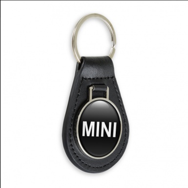 Mini Cooper Keyring Holder Leather Black White Classic Logo Design