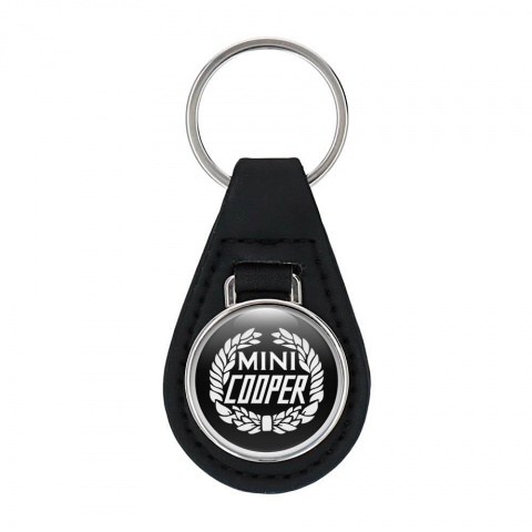Mini Cooper Leather Keychain Black White Laurel Edition