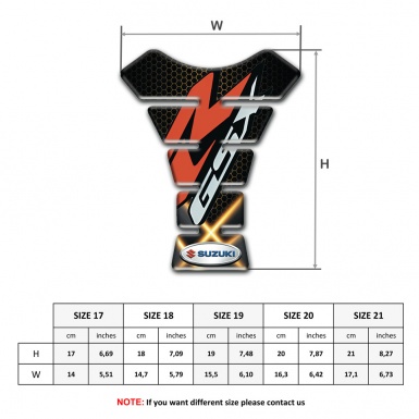 Suzuki Tank Pad Motorbike Crossed Orange Lights Design GSX Style 