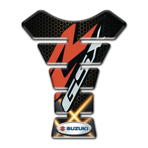 Suzuki Tank Pad Motorbike Crossed Orange Lights Design GSX Style 