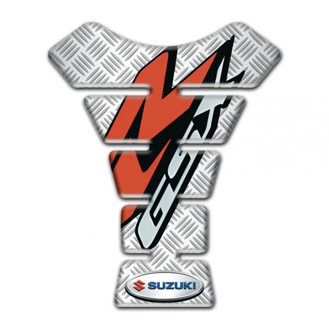 Suzuki Tank Guard Pads Red Gray Logo Crossed Patterns Base 