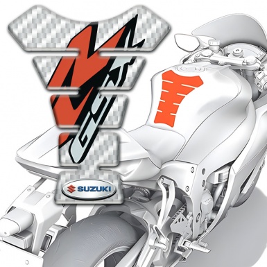 Suzuki Tank Pad Protector Red Gray Logo White Carbon Base 