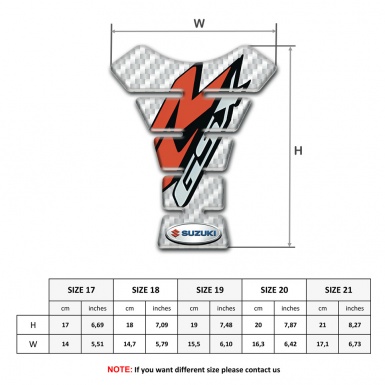 Suzuki Tank Pad Protector Red Gray Logo White Carbon Base 