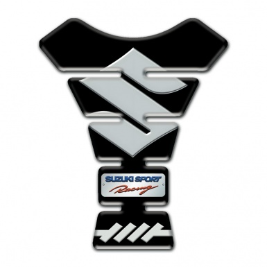 Suzuki Tank Pad Motorbike Black Base Big Gray Logo 