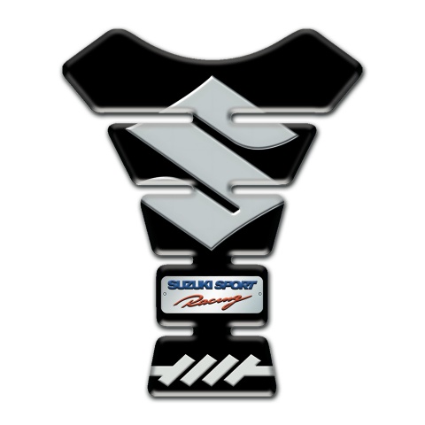 Suzuki Tank Pad Motorbike Black Base Big Gray Logo 