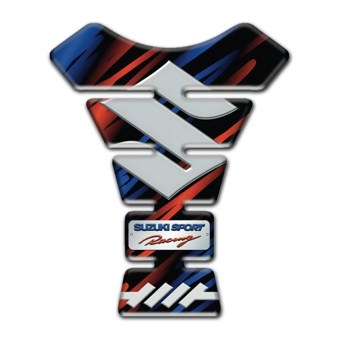 Suzuki Tank Fuse Black with Blue Red patterns Base and Big Logo 