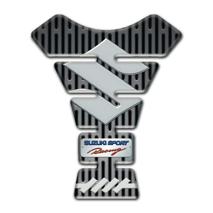 Suzuki Tank Pad Protector Gray Ornament Background and Big Gray Logo 