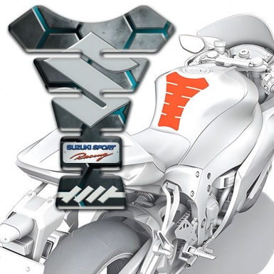 Suzuki Tank Pad Motorbike Design with Turquoise Chanels 