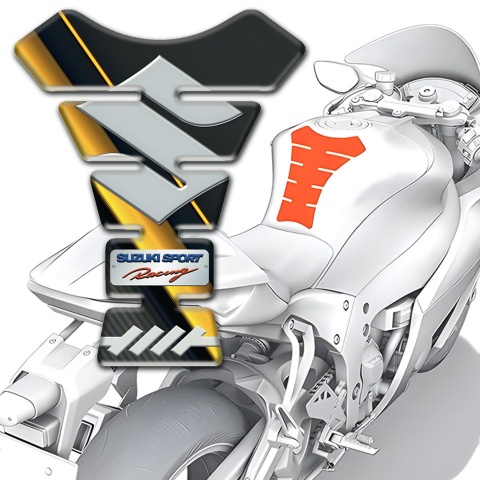 Suzuki Tank Protector Yellow Diagonal Tape Style Sport Racing Edition 