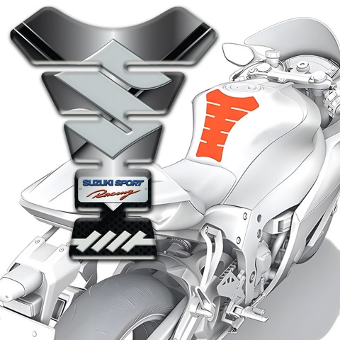 Suzuki Tank Protector Chromed Base Big Logo Style 