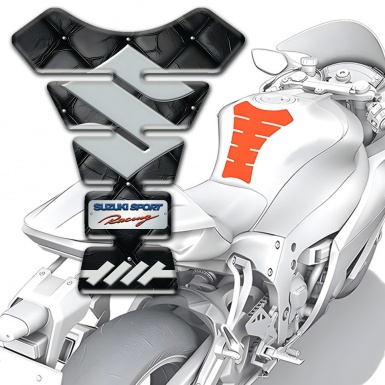 Suzuki Tank Pad Protector Black Leather Base Gray Logo 