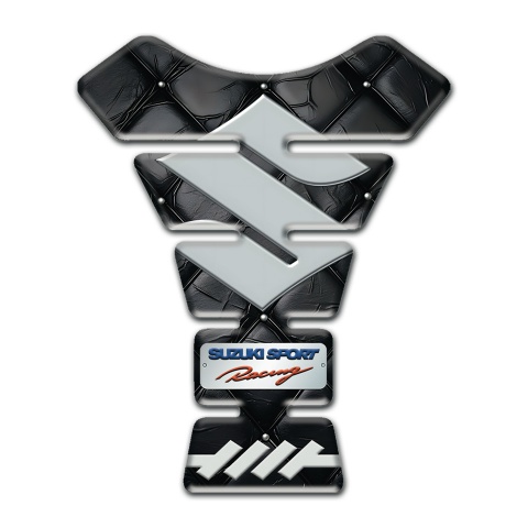 Suzuki Tank Pad Protector Black Leather Base Gray Logo 