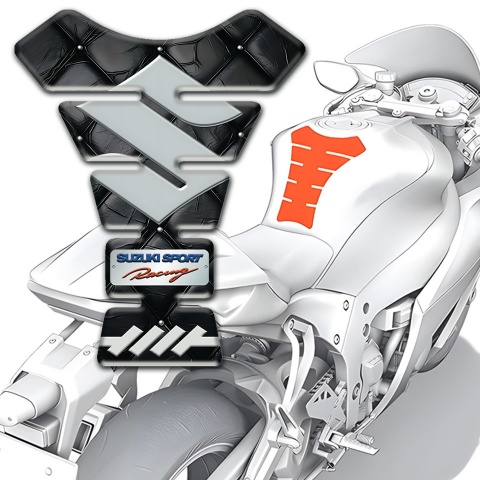 Suzuki Tank Pad Protector Black Leather Base Gray Logo 