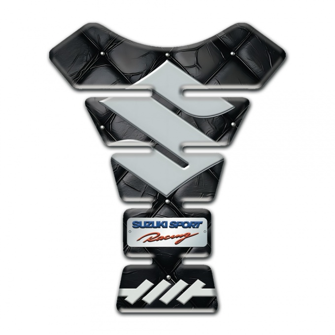 Suzuki Tank Pad Protector Black Leather Base Gray Logo 
