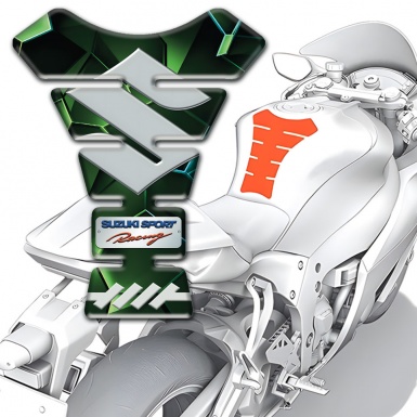 Suzuki Tank Fuse Green Diamond effect design Gray Logo Style 