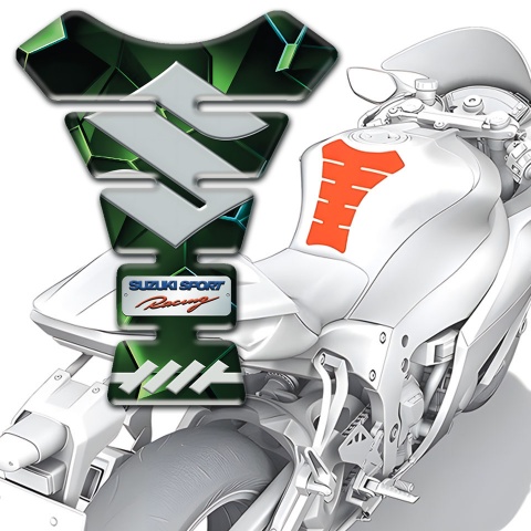 Suzuki Tank Fuse Green Diamond effect design Gray Logo Style 