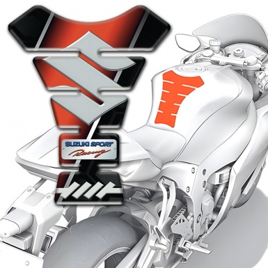 Suzuki Tank Pad Motorbike Black red Print and Gray Big Logo 