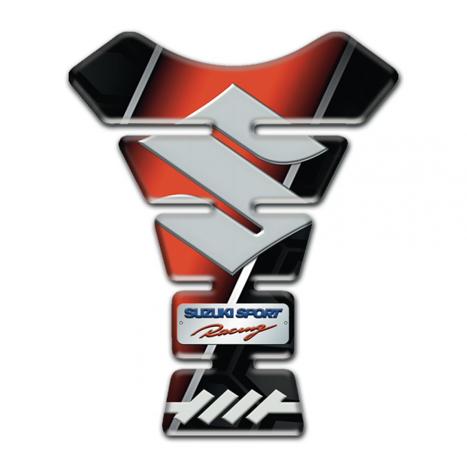 Suzuki Tank Pad Motorbike Black red Print and Gray Big Logo 