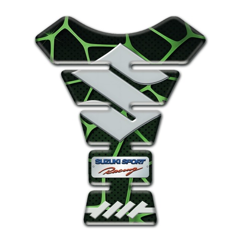 Suzuki Tank Guard Pads Black with Green Patterns Base Gray Logo 