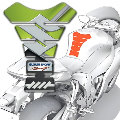 Suzuki Tank Pad Motorbike Green Black Decoration Sport Racing Style 