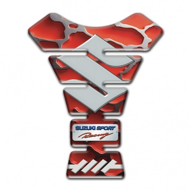 Suzuki Tank Pad Protector Red Clouds Effect and Gray Logo 