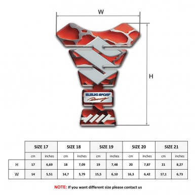 Suzuki Tank Pad Protector Red Clouds Effect and Gray Logo 