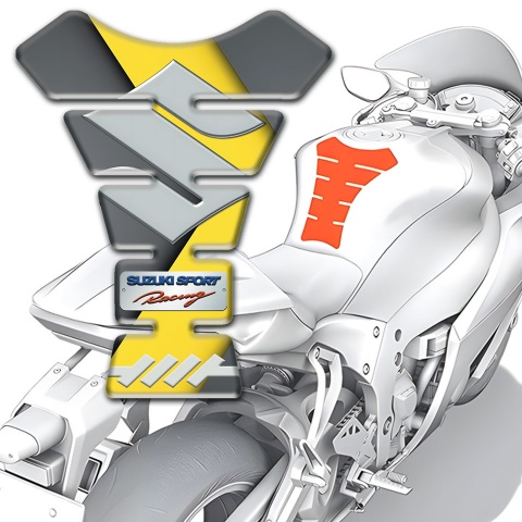 Suzuki Tank Fuse Gray Yellow Print Sport Racing Style 